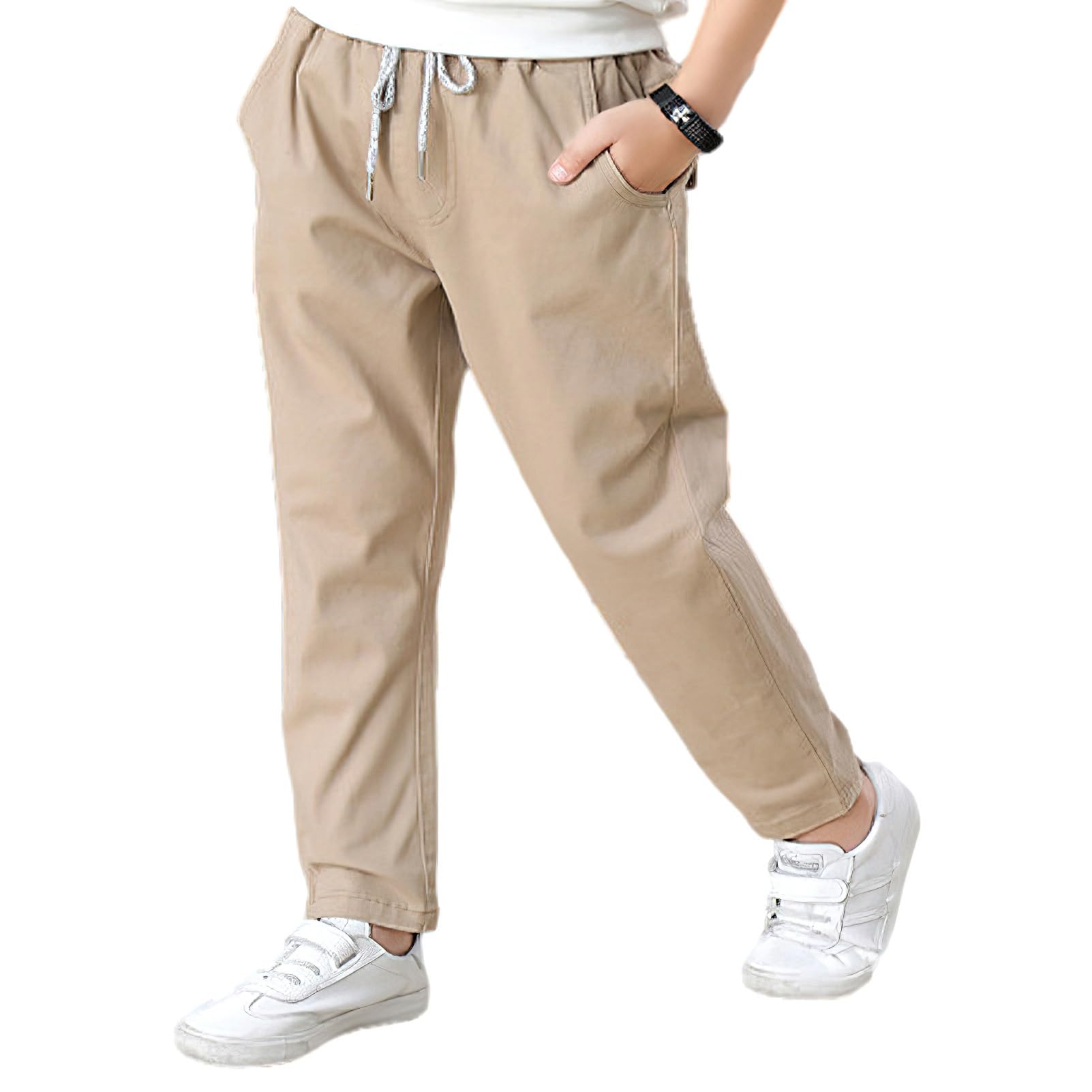 Ragazzi Uniforme Scolastica Pantaloni Chino Ragazzo Formale Casual Pantaloni in Twill Vita Elastica