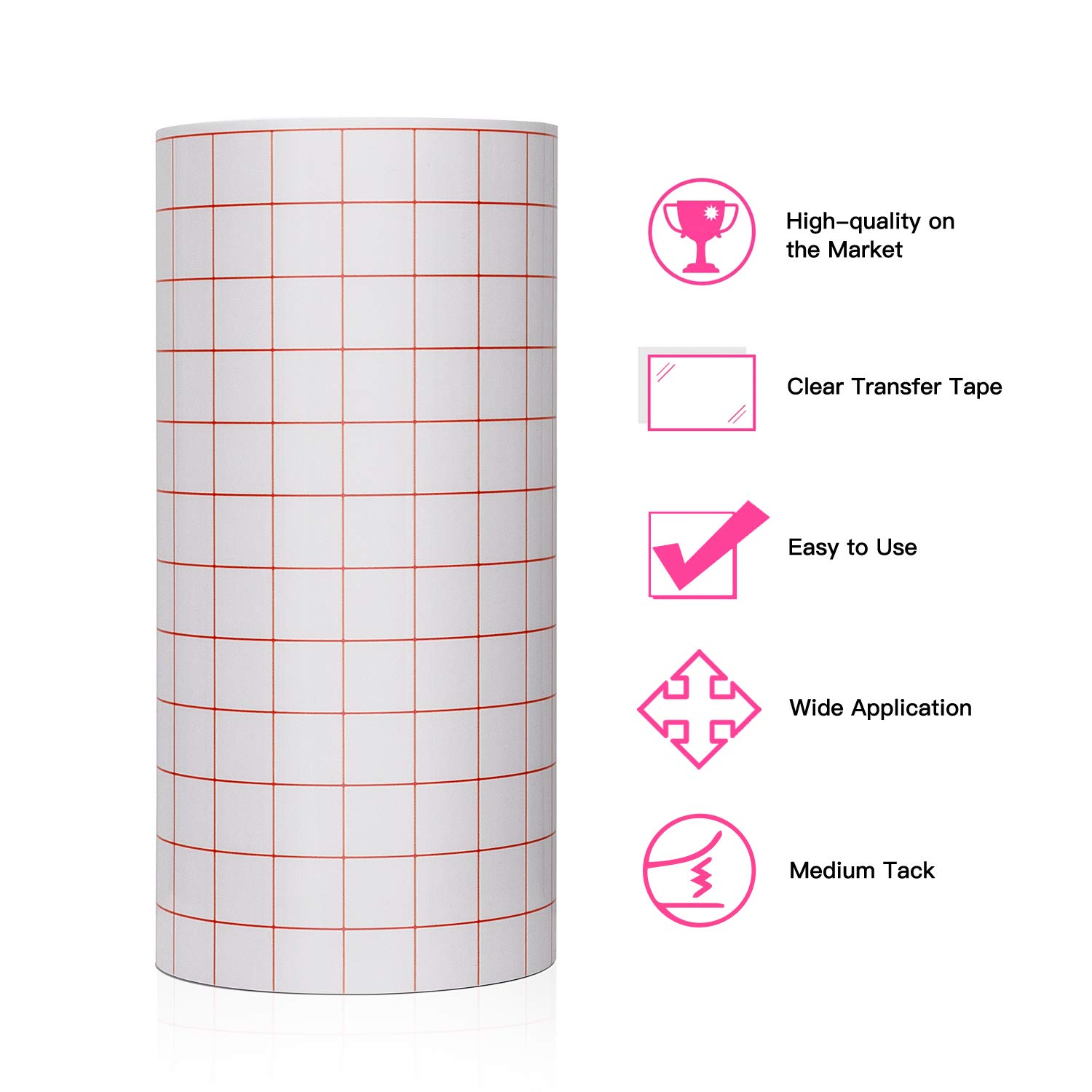 Clear Vinyl Transfer Paper Tape Roll 6" x 50 Feet Clear w/Red Alignment Grid - Application Transfer Tape Perfect for Self Adhesive Vinyl for Signs Stickers Decals Walls Doors & Windows : Arts, Crafts & Sewing