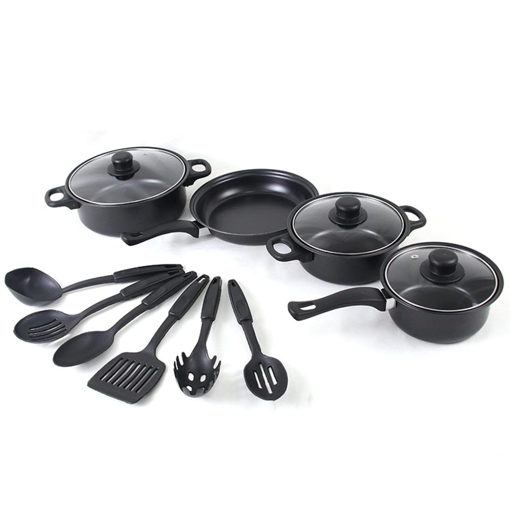 Set di pentole e padelle antiaderenti Set di pentole da 13 pezzi con padelle, casseruola, coperchio, cucchiaio, spatola e altro