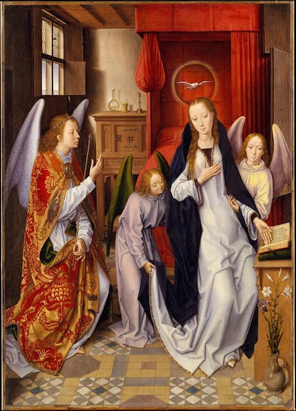 Peinture sur toile d'art Hans Memling déco salon Annonciation 60x90