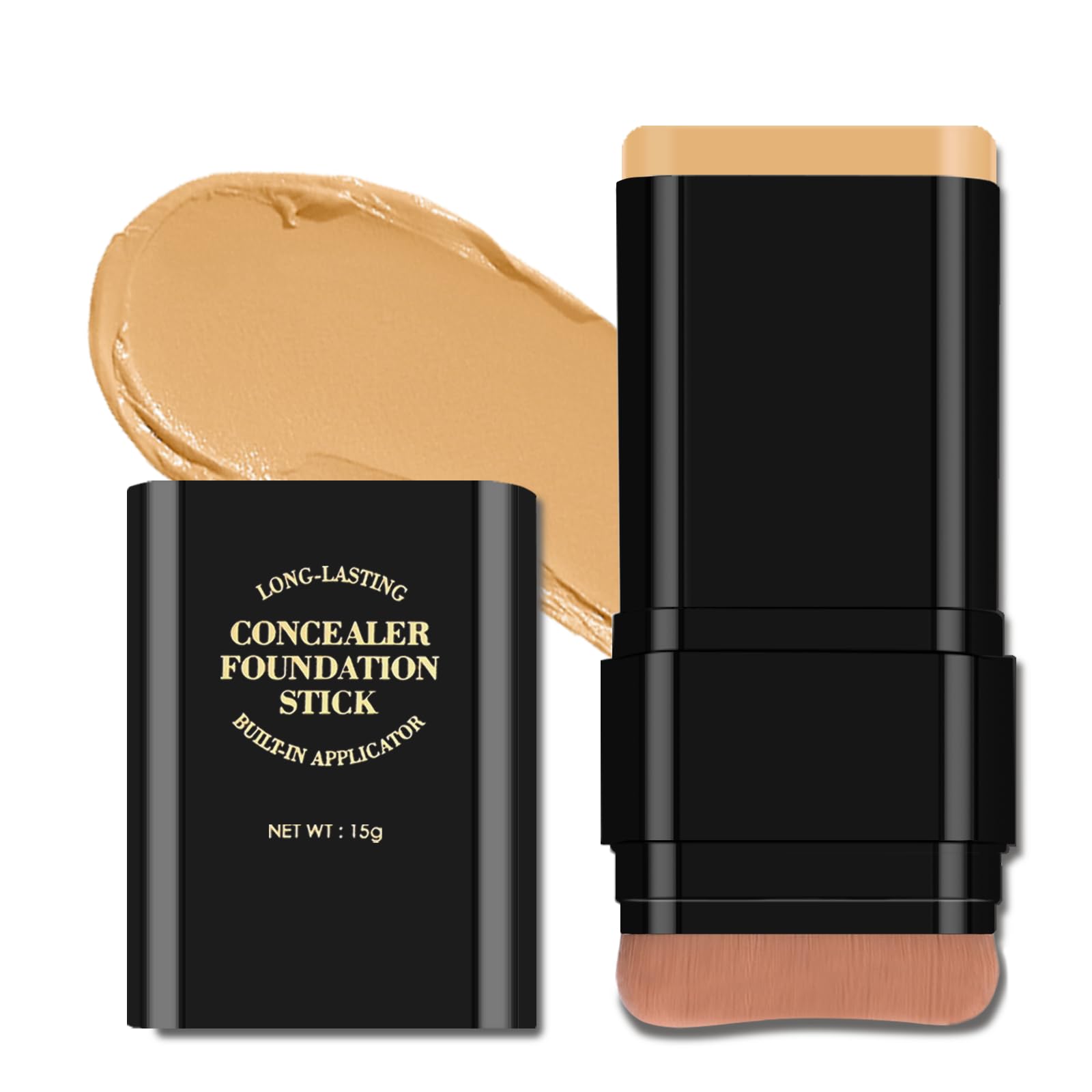 KYDA 2-in-1 Concealer Foundation Stick Eraser Foundation Stick with Soft Brush Creamy Smooth Base Makeup Lightweight Brightening Contouring