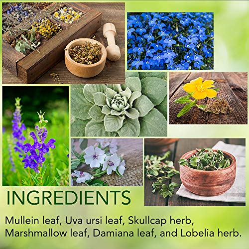 NicoNone -Soothe Canyon - Loose Mullein, Uva Ursi, Skullcap, Marshmallow, Damiana, Lobelia Herb Leaf Smoking Blend Mix 1 Oz Bag Used with Tea, Herbal Cigarette Tobacco Free - Nicotine Free