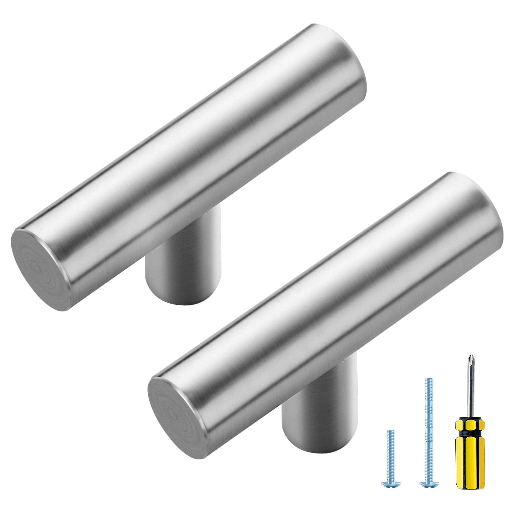 Ravinte 30 Pack Brushed Nickel T Bar Cabinet Knobs 2 Inch Dresser Knobs Silver Single Hole Drawer Knobs Cabinet Handles