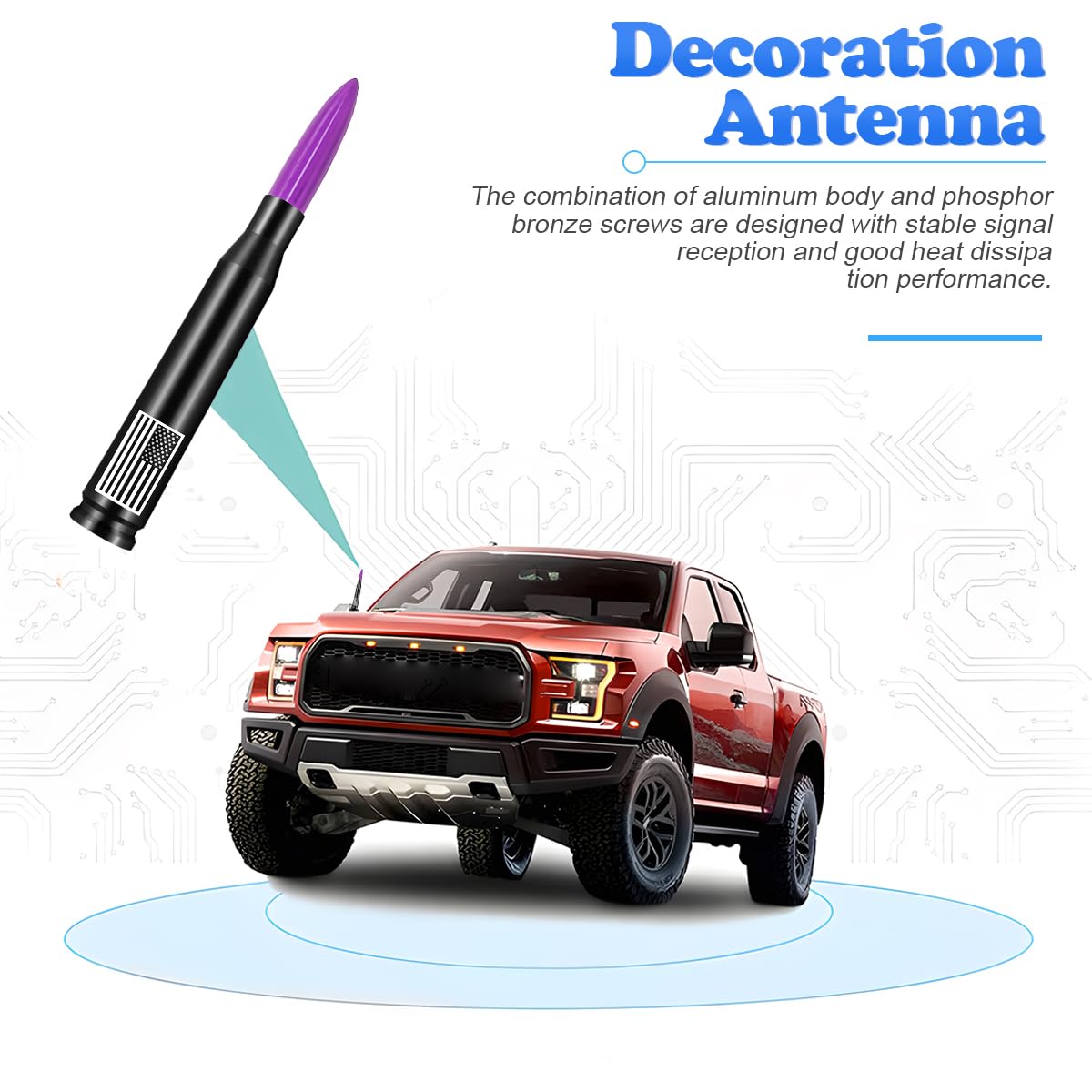 AUKEPO Antenna a proiettile per auto, antenna radio AM/FM da 14 cm con