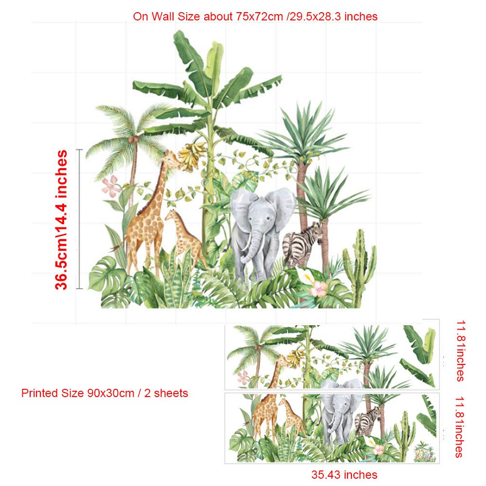 Jungle Animal Wall Decals Safari Animals Wall Stickers Tropical