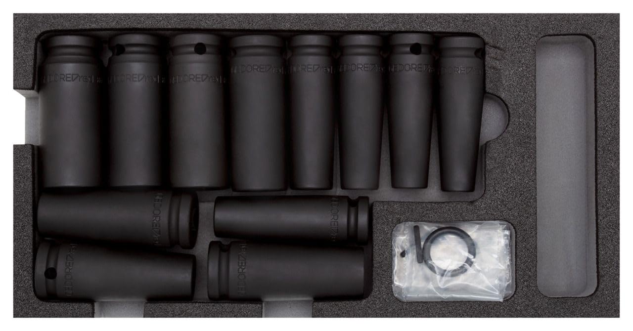 GEDORE Czerwony zestaw nasadek do wkrętarki udarowej 1/2" w 1/3 modułu piankowego, 14-częściowy