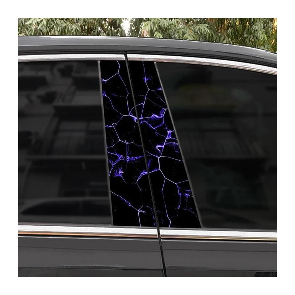 Body Parts 2pcs Car B-Pillar Decals Ice Blue Lightning Auto Center Pillar Waterproof Sticker(I)