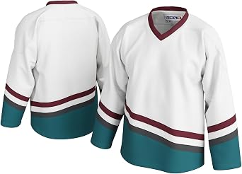 Ducks Inspired Blank Hockey Jersey with Stripes Authentic Stitched, Breathable & Durable Polyester Sizes S-5xl