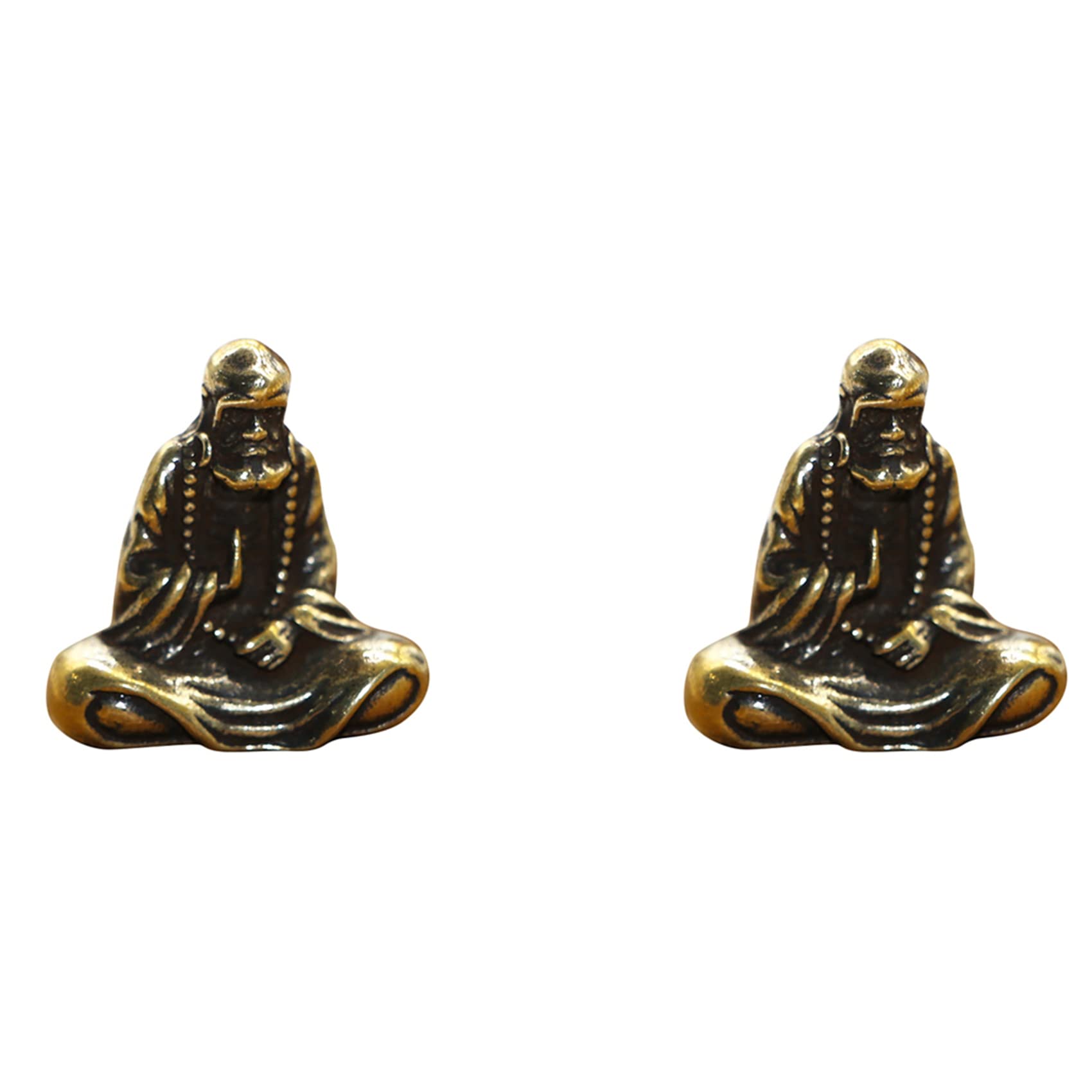 Hndhbfgrt 2X Retro Brass Buddha Mini Statue Bodhidharma Master Figurines Desk Decoration Handcrafts Gifts Miniatures