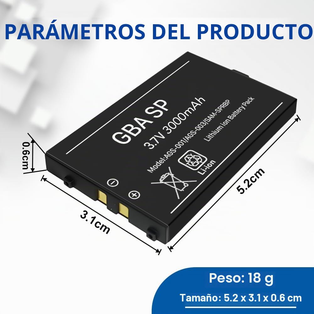 Batería de repuesto para Gameboy Advance SP (3000 mAh), alta capacidad, batería de ion de litio para Nintendo GBA SP AGS-001, AGS-003 con juego de herramientas