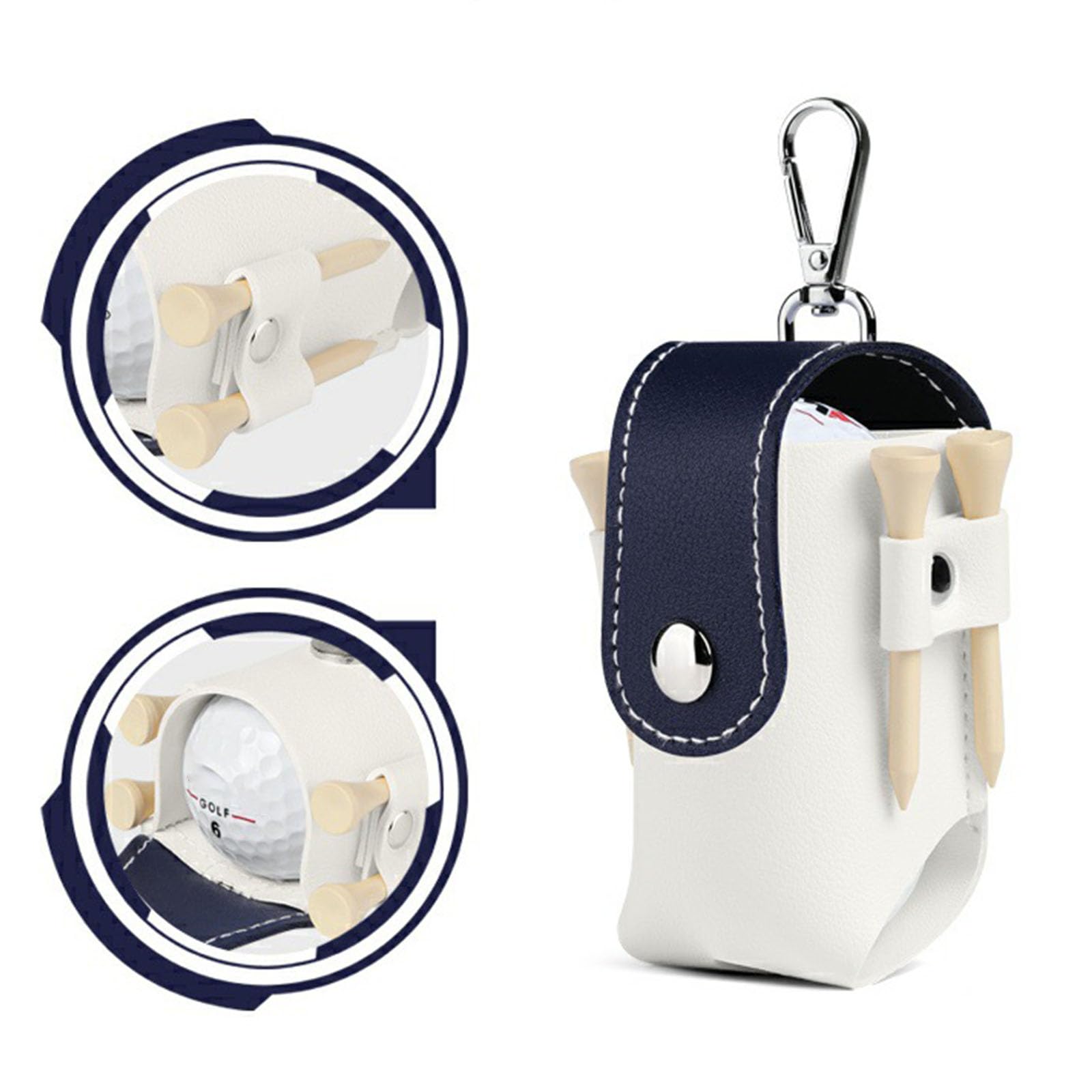 Aufbewahrungstasche aus PU-Leder mit Metallschnalle zum Aufhängen an der Taille, Aufbewahrungstasche für Golfbälle, Ledertasche, Taille mit Gürtelclip