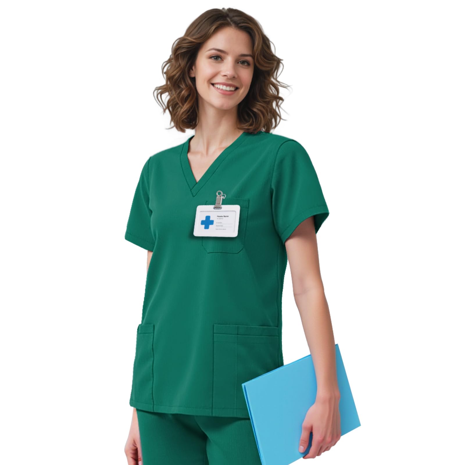 Scrub Top for Women 4 Pocket V-Neck Scrub Tops Women Workwear Premium 4-Way Stretchy Medical Top