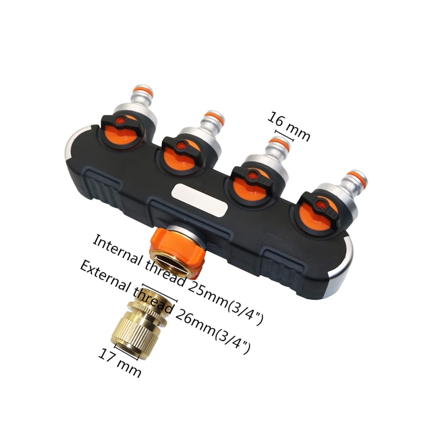 Adaptador de manguera de plomería de jardín Conector de la manguera del distribuidor del distribuidor de la válvula de la manguera de cuatro direcciones del grifo del jardín para el conector de la man
