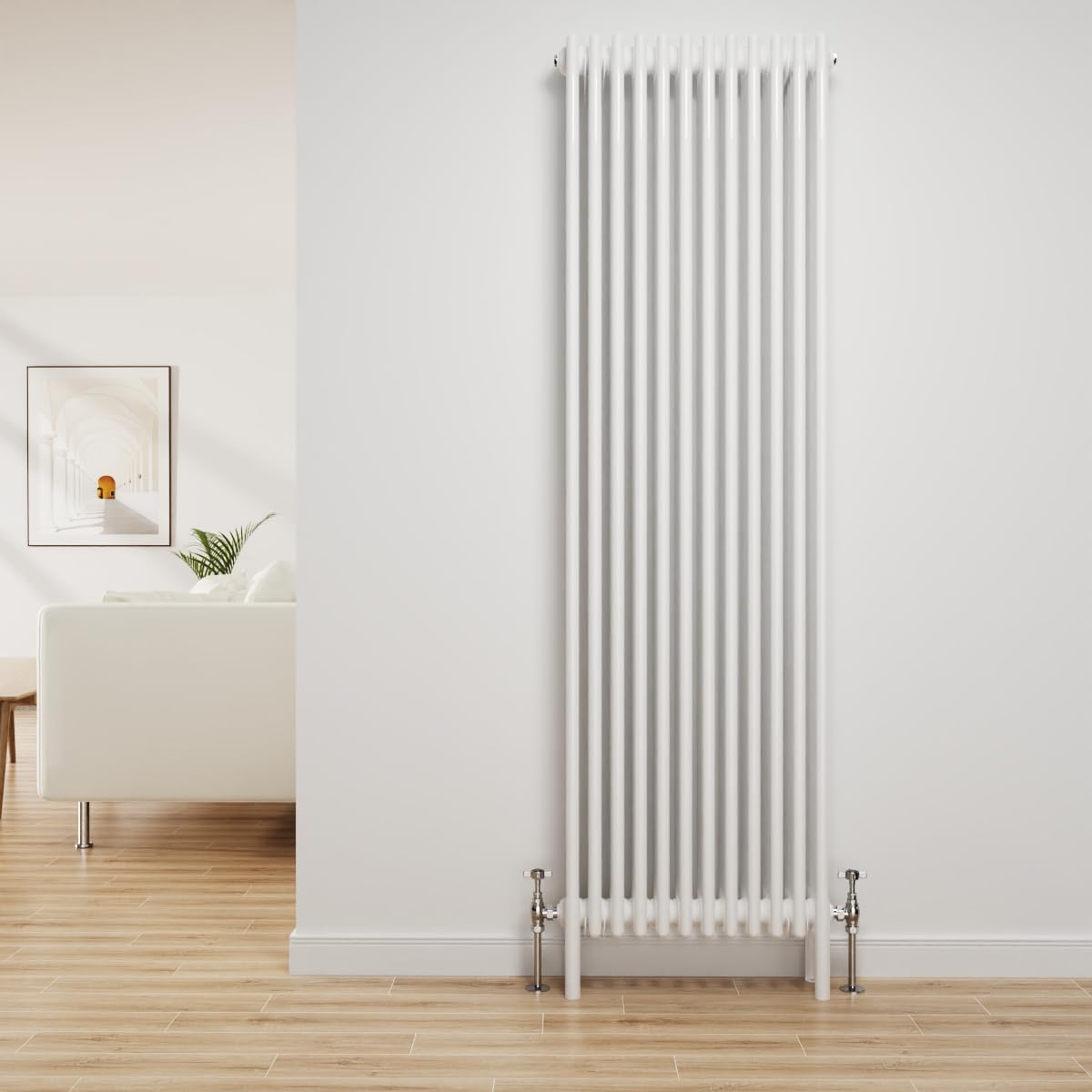 Nrg Gloss White Traditional Radiator Cast Iron 4 Column Vertical Central Heating Bathroom Radiators 1800X560mm