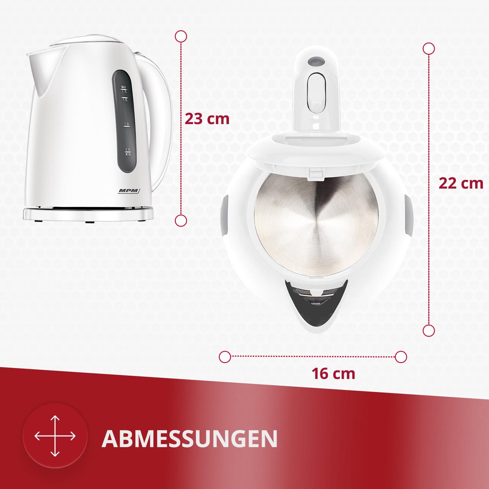Bouilloire électrique Adler AD 08W Sans Fil - 1L - Sans BPA - Arrêt Auto - 850W
