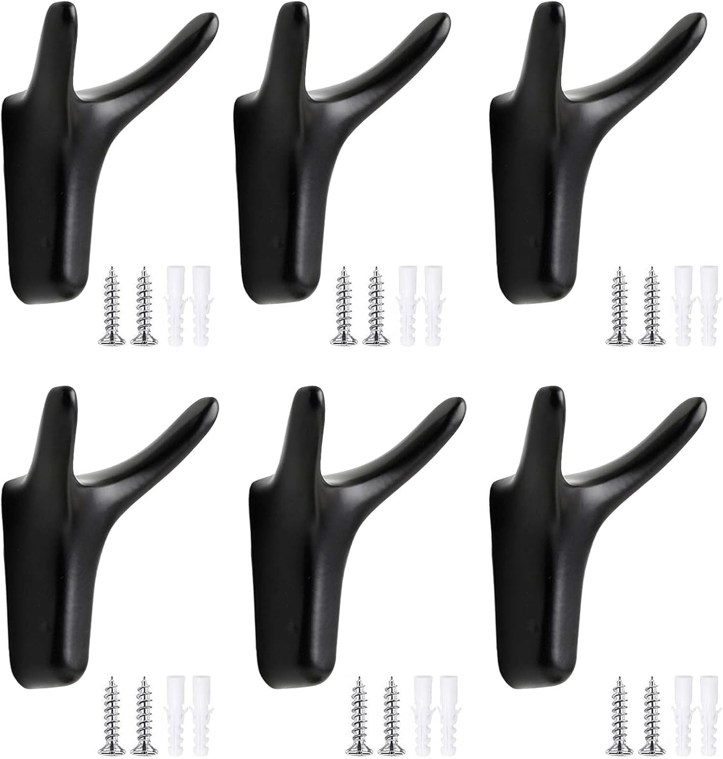 PAQWTYB Hooks, 6 Pack Metal Horn Wall-Mounted Coat Rack Decorative Hook