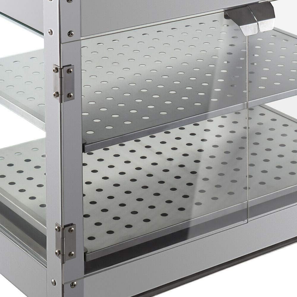 Catering - Vitrina para mostrador caliente con iluminación, 800 W, 30-85 °C, ajuste termostático, para cantinas, panaderías, cafeterías, restaurantes rápidos, 61 x 38 x 51 cm