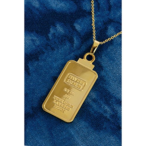 American Coin Treasures 2.5 Gram Swiss Ingot Replica Pendant Necklace Layered in 24kt Gold4