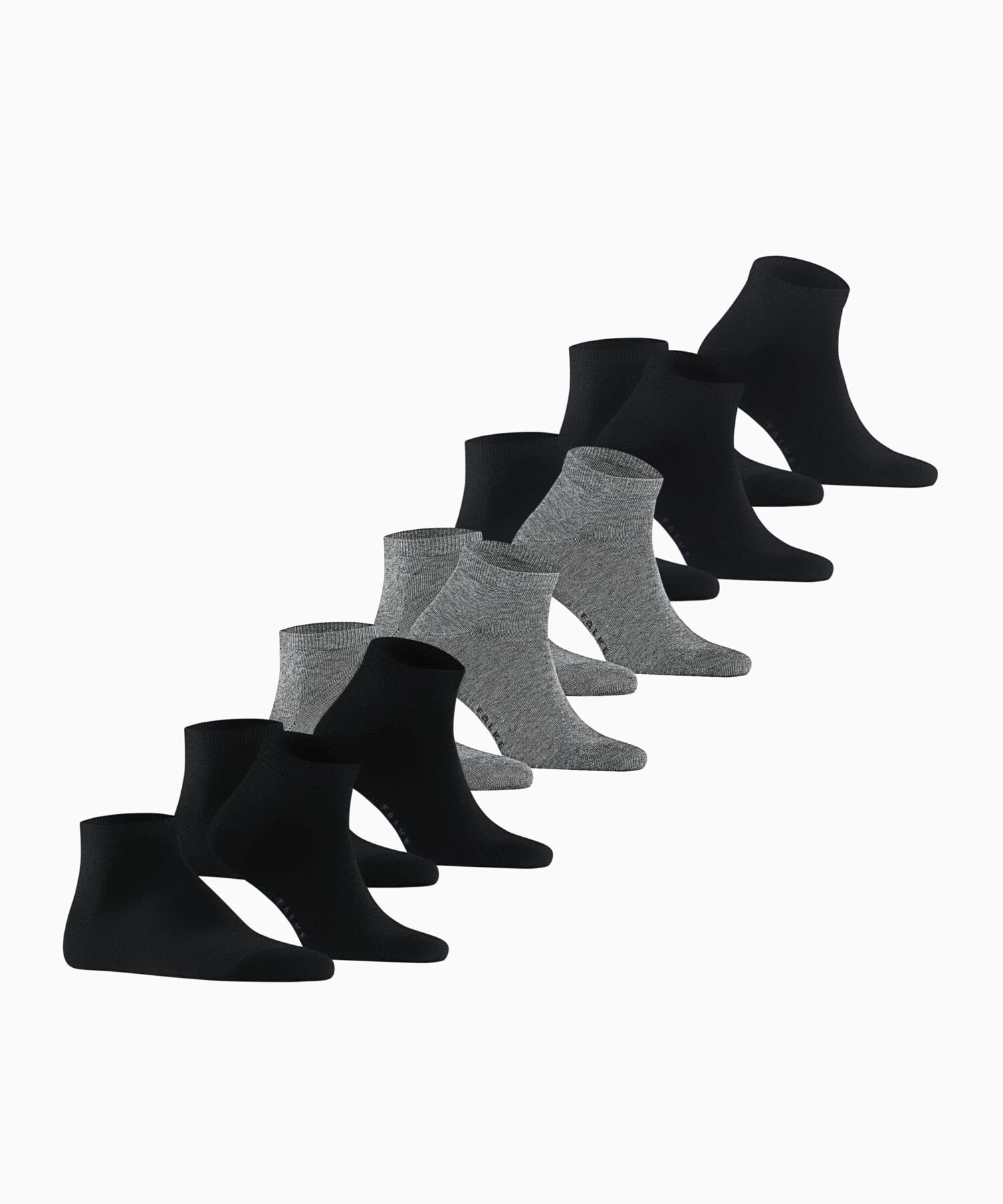 FALKE Mężczyźni Skarpety do trampek Happy Multipack M Sn Bawełna krótkie jednokolorowe 6 Pak, Wielokolorowy Black Grey 0010, 39-42