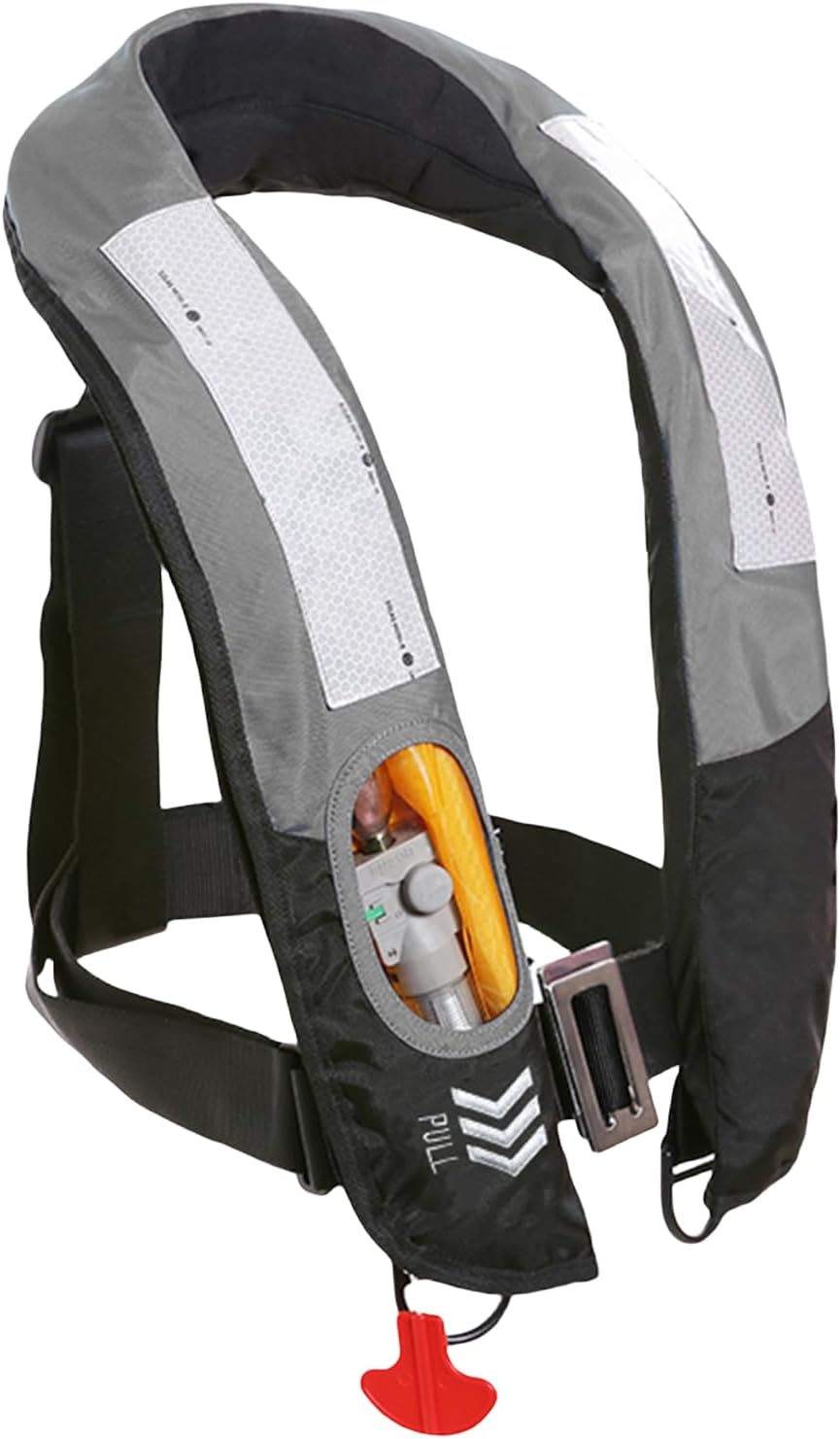 Automatic Inflatable Life Jacket,Preserver PFD for Adults,Life Vest for Adult,Supports Weight up to 330 pounds (717-GREY)