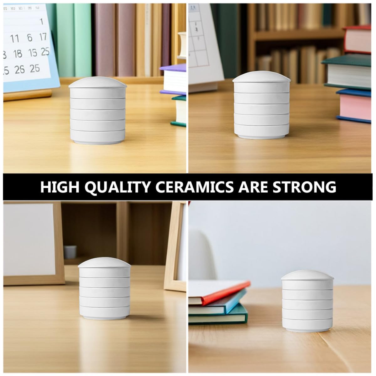 Tavolozza Ceramica Acquerello Bianca a Cinque Strati Coperchio | Studenti e Artisti, Facile da Pulire, per Pittura e Disegno, Formato Rotondo in Porcellana