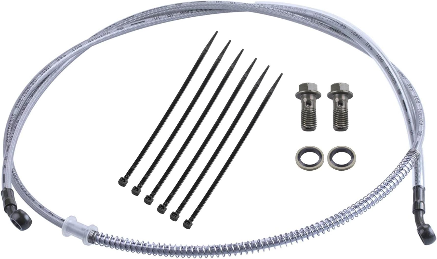 70" Braided Hydraulic Brake Hose Line Pipeline Compatible with Chinese GY6 Scooter ATV Dirt Bike Go Kart 10mm Banjo Ends 178CM