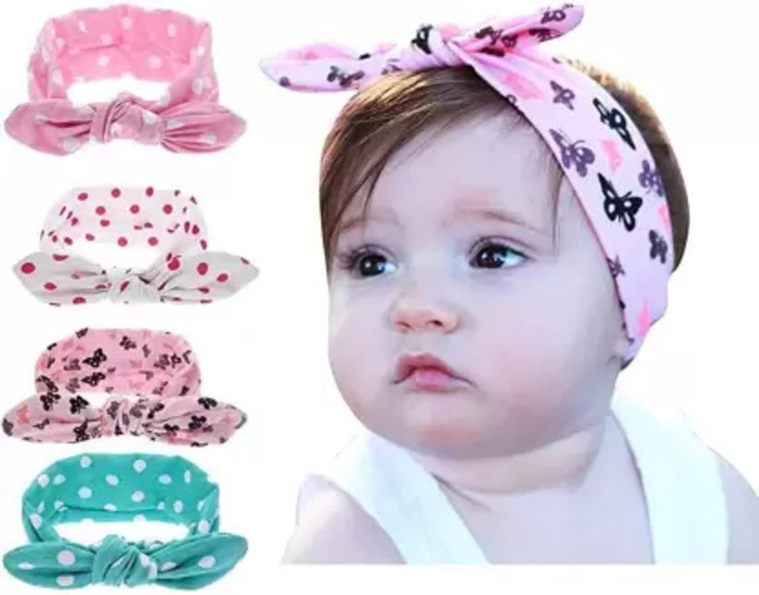 MOMISY Multi-colored Rabbit Ear Hairband Headband Elastic Accessory for Girls Kids Soft &Stretchy Hair Wraps-Pack of 4 (B0BQ7J6XQN) Amazon Price History, Amazon Price Tracker
