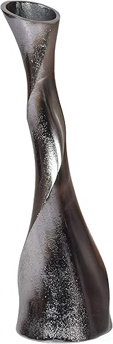 Miniatura 2 de Florero decorativo de aluminio con forma retorcida, níquel negro, 13.25 pulgadas