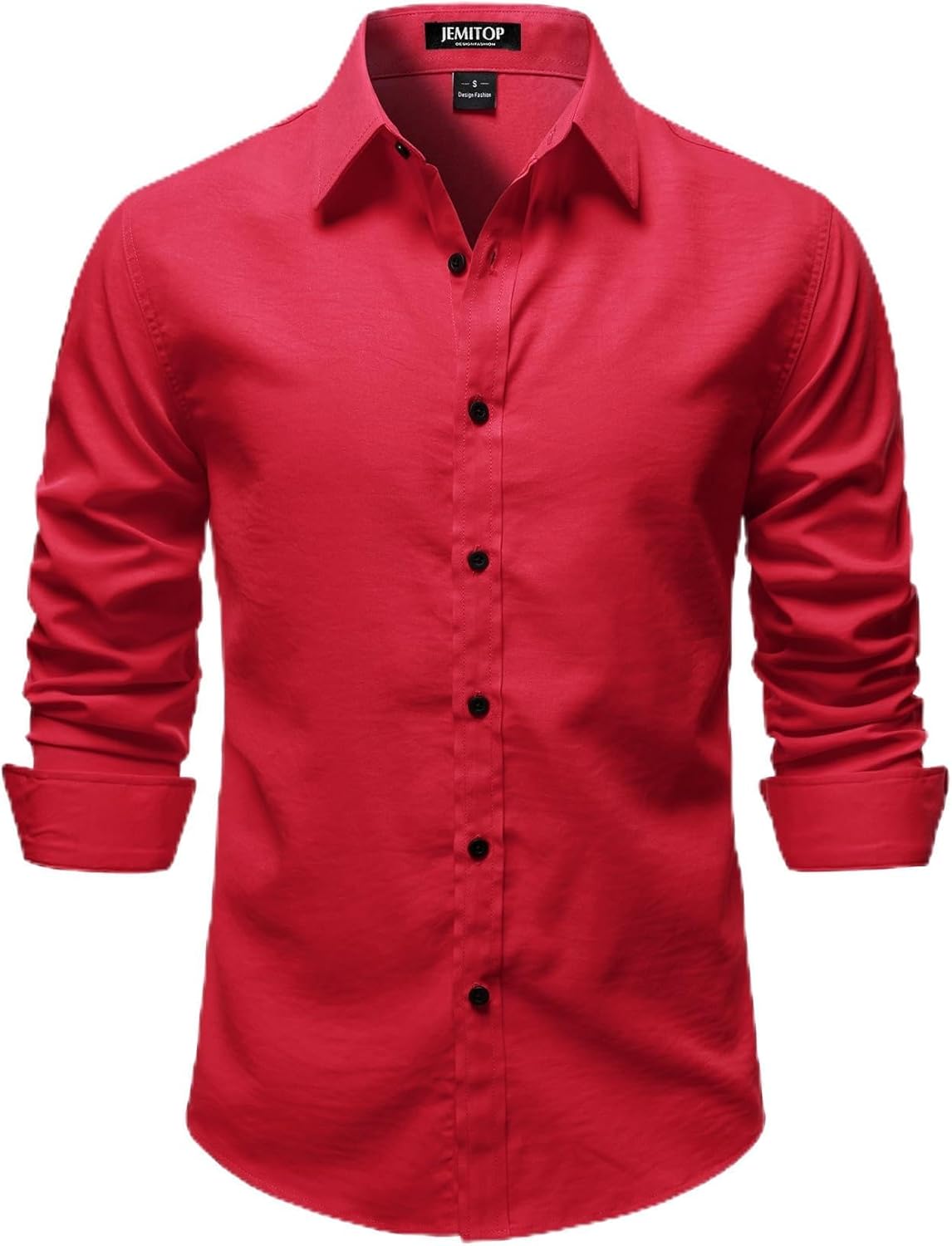 JEMITOP Mens Stretch Vintage Slim Fit Button Down Shirts Business Casual Long Sleeve Dress Shirt