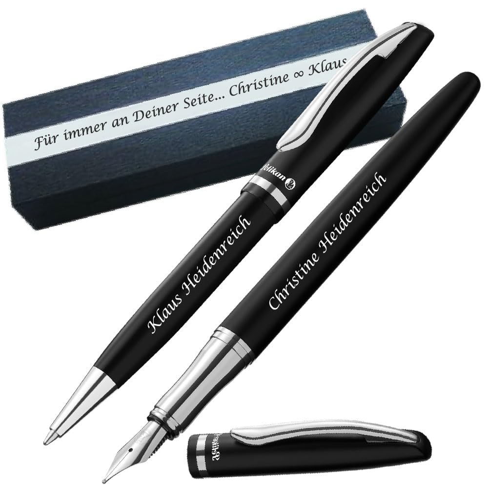 Pelikan Jazz Kugelschreiber und Füller im Set Farbe Mattschwarz mit Gravur als Geschenk & Wunschsymbol Geschenkverpackung Jazz Elegance PS28Box2 - mit KONFIGURATOR direkt online gestalten !