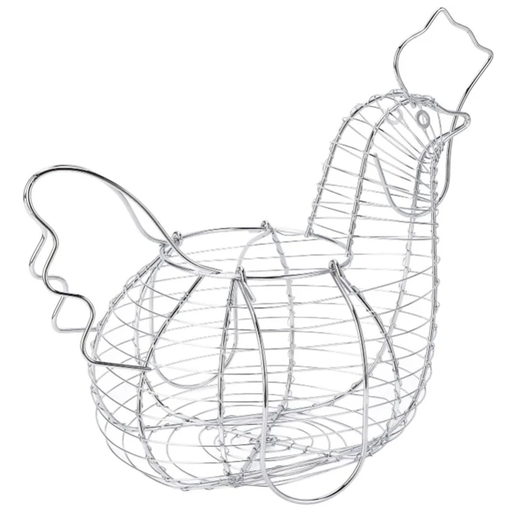 Uanqfegy Chicken Egg Basket Large Capacity – Metal Chicken Wire Basket Hollow-out Egg Collecting Holder with Handle for Kitchen Countertop