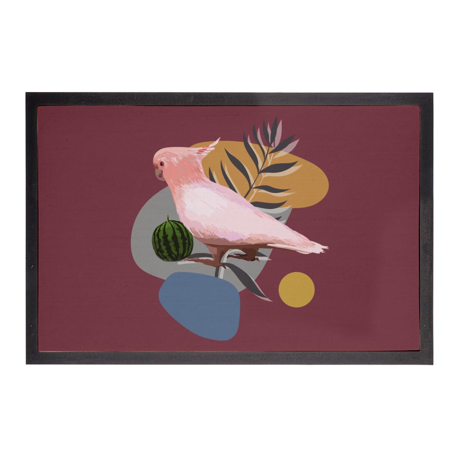 Paillasson rouge cacatòes exotique 60x40 cm pour entrée tropicale jungle