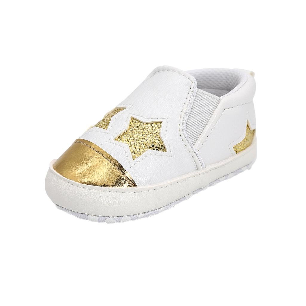 Unisex Baby Crib Shoes Cute Stars Soft Sole Comfort Prewalker Shoes M Gold-image-7