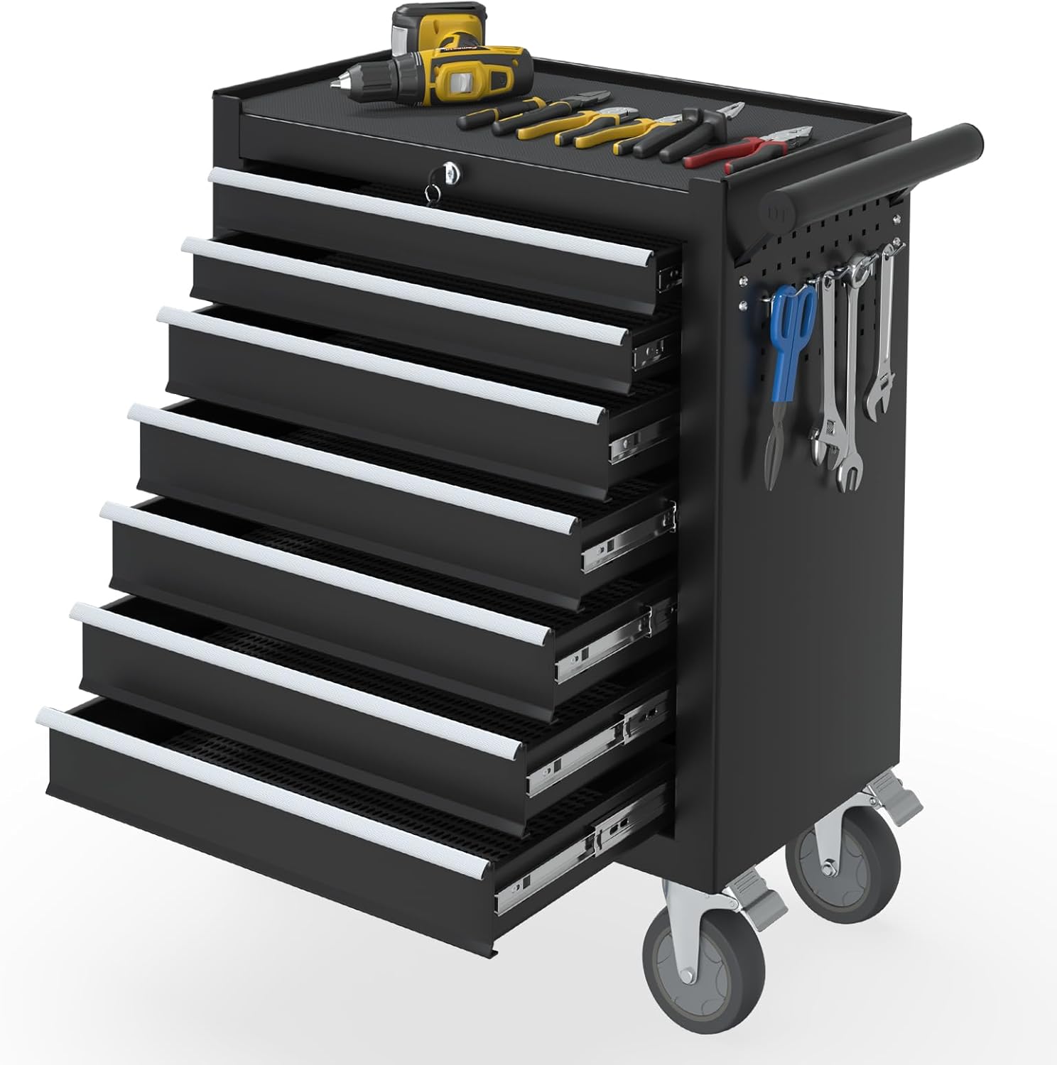 Kieperi 7 Drawers Rolling Tool Chest with Wheels, Rolling Tool Chest