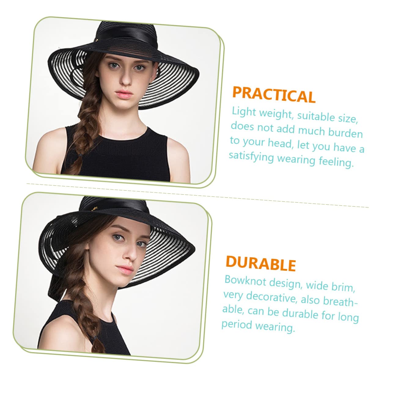 BESPORTBLE 3 Pièces Chapeau de Plage Femme Large Chapeau et Respirant Nœud Délicat pour Activités Extérieures et Jardinage