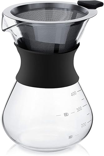 Airshi Cafetera de vidrio, cafetera manual, acero inoxidable de alta calidad, resistente a la corrosión, café ligero de alta calidad para cocina de