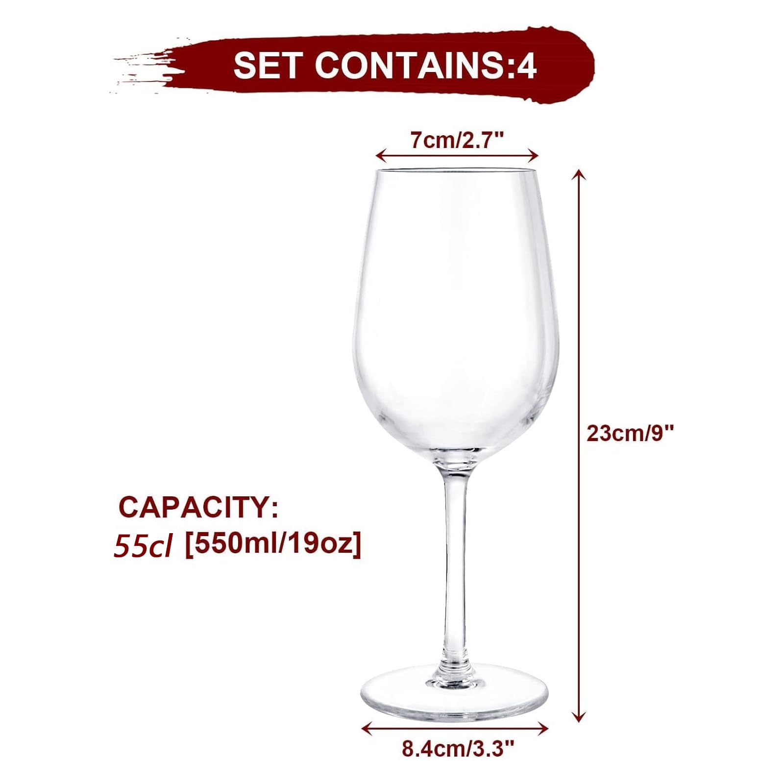 Bicchieri Da Vino In Plastica Tritan Hotder 355ml | Set 4 Pezzi, Infrangibili, Lavabili In Lavastoviglie | Senza BPA - Foto 4
