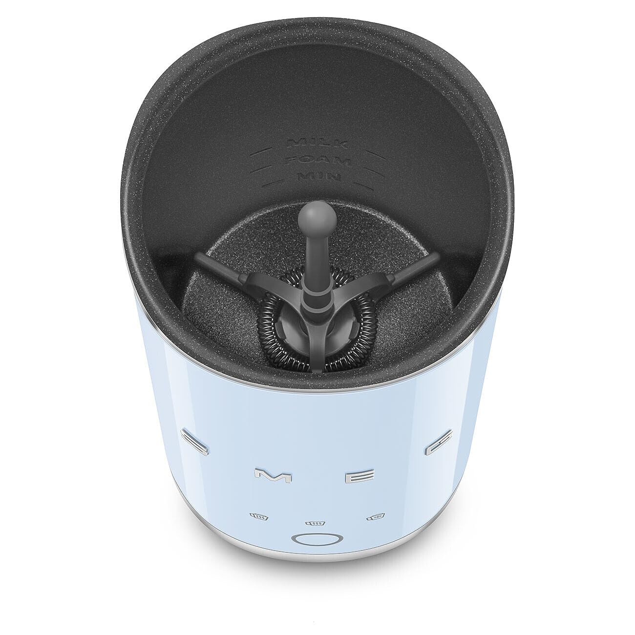 Smeg, Espumador de Leche Eléctrico MFF02PBEU, 3 Funciones Bebida, Batidor Desmontable, Revestimiento Cerámico Antiadhesivo, 500 W, Azul Azur