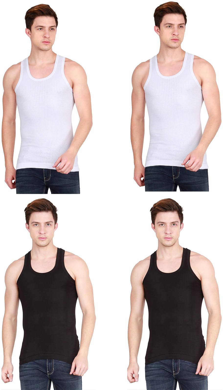 rupa frontline Men's Cotton Western 700071, Contact Vest (Pack of 4) (Frontline-Xing-B(2)-W(2)-95_Black_White-picture-14