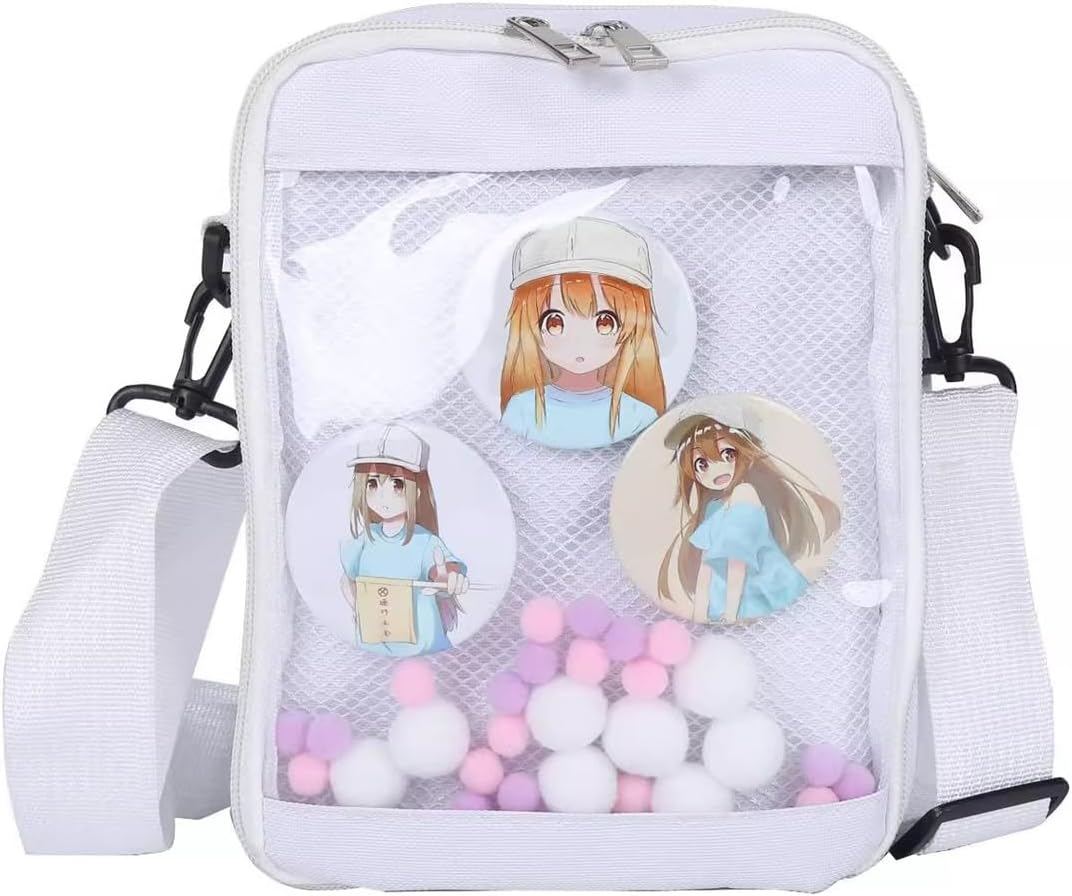 Noy Lacha Ita Bag Crossbody DIY Anime Pin Display Crossbody Bag Cell Phone Transparent Pin Purse for Girls and Boys