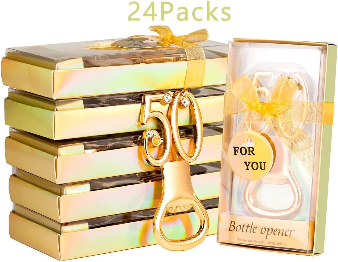 24PCS 50th Birthday Bottle Opener for 50th Birthday Party Favors 50 Wedding Anniversaries Souvenirs Favors, Gifts, Decorations,Souvenirs for Guests (24, 50)