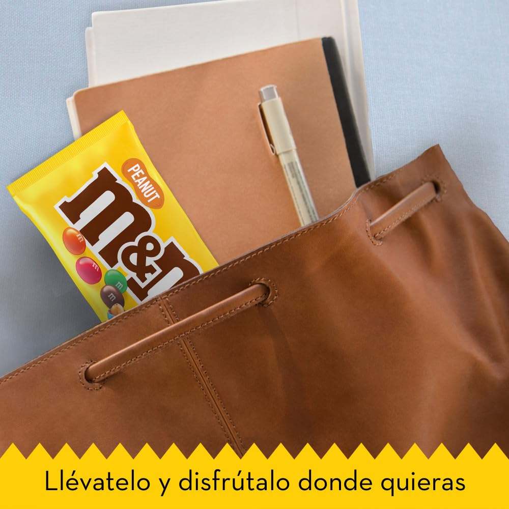M&M's Peanuts Snack en Bolitas de Colores con Cacahuete y Chocolate con Leche, Pack Ideal para Compartir o Regalar en Navidad, 24 x 45g