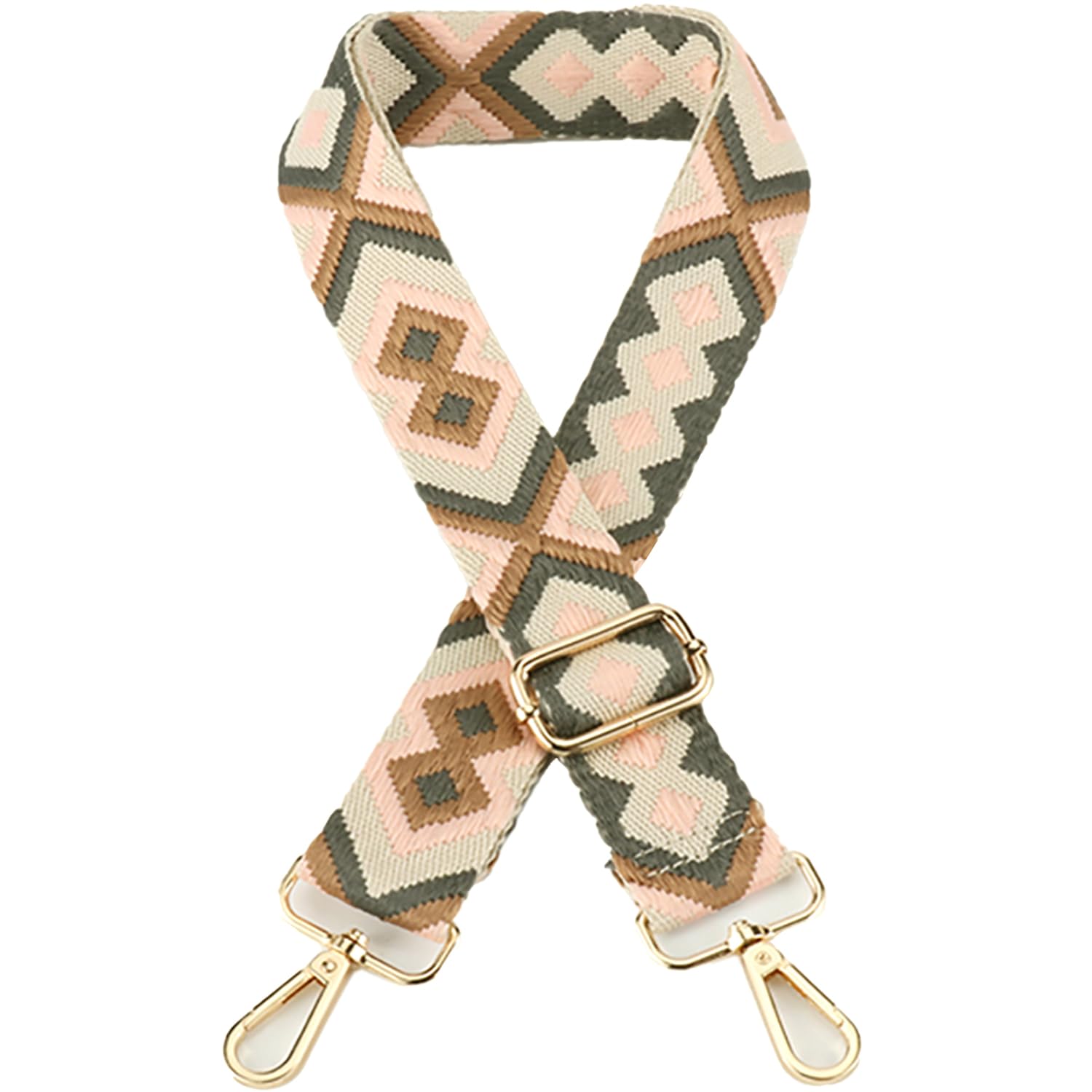 Hibate Universal Replacement Shoulder Strap for Women's Handbags - Wide 3.8cm Crossbody Bag Straps - Diamond_Pink/Beige