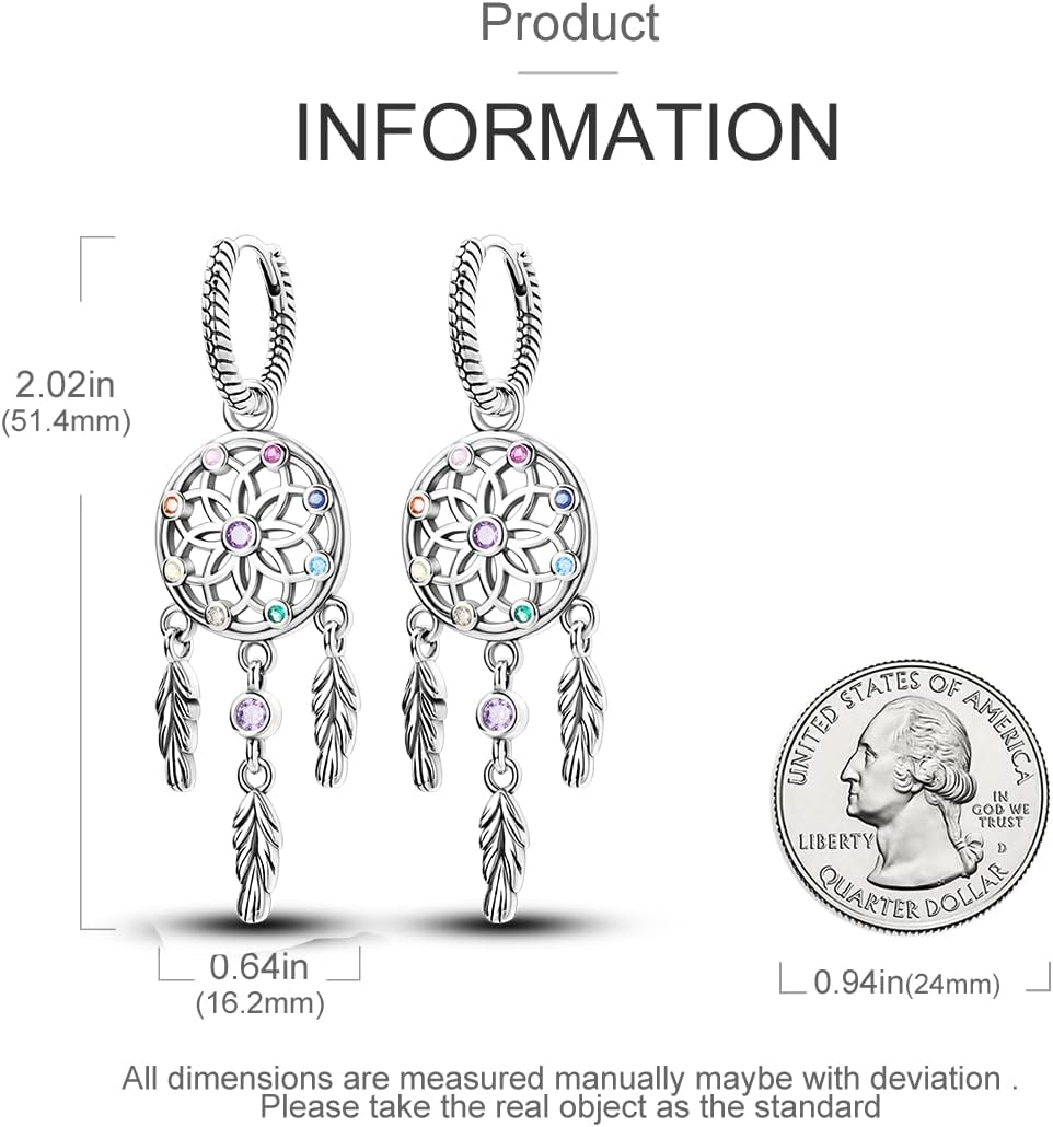 925 Sterling Silver Dangle Earrings for Women, Small and Large Hypoallergenic Hoop Earrings Trendy huggie Earrings Drop Jewelry Gifts for Sensitive Ears image 3
