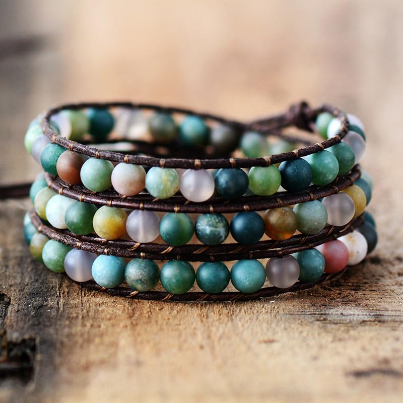 Bracciale Tessuto,Braccialetti Con Perline Intrecciate Fatte A Mano A Tre Strati, Bracciale Chakra Regolabile Per Donna, Bracciale Con Ciondolo Rotondo In Argento Gioielli Boho Per Uomo Donna