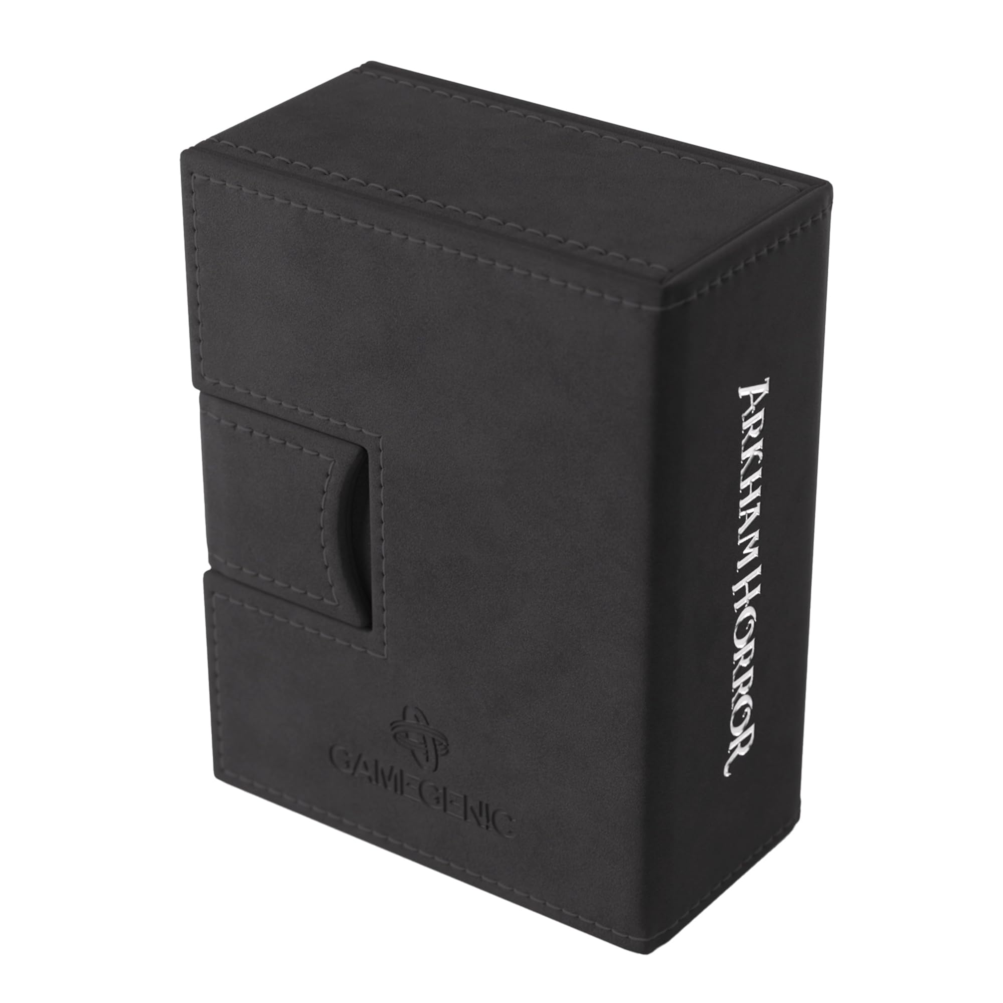 Gamegenic Arkham Horror Investigator Deck Tome - New Edition Gray Neutral, Caja para Mazos Premium, Capacidad 60 Cartas con Funda, Cierre Magnético y Ventanas de Identificación