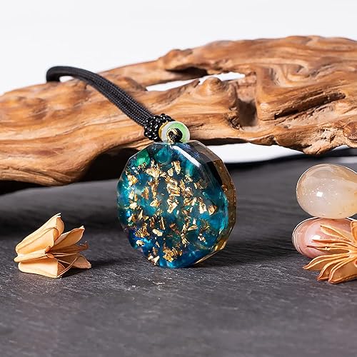 Miniatura 5 de Day Day Up Colgante de orgón Collar de energía positiva Chakra Collar con obsidiana y apatita - Colgante curativo de orgonita para meditación y