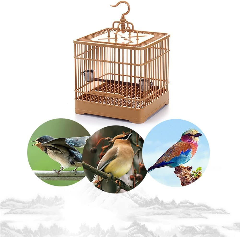 Casa degli Uccelli Gabbia per Uccelli Quadrata retrò, Gabbia per Uccelli in plastica Traspirante con mangiatoia per Uccelli, Gabbia per Uccelli da Volo Portatile Staccabile da Viaggio Spazioso