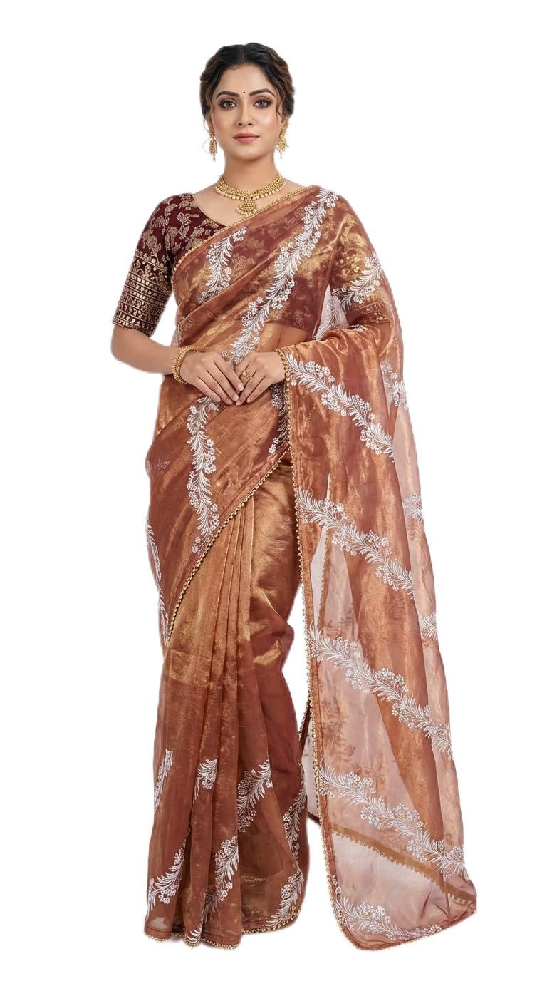 Soft Gold Coin Leheriya Saree with Foil Work, Burgundy And Gold