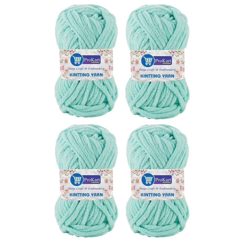 ProKart Premium Blankie Wool, Plush & Cuddly, Chenille Yarn Supersoft Hand Knitting Wool Ball | Blanket Thick/Mottu Yarn Ball Suitable for Hand Knitting and Crocheting for Baby, Adult, Sweaters, caps, Throws, Home Furnishing, Scarves, Blankets (Fast Colour, 100gms x 4 Pack)